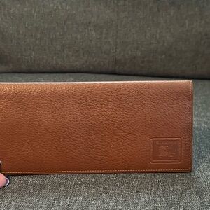 Burberry Tan Leather checkbook holder/wallet